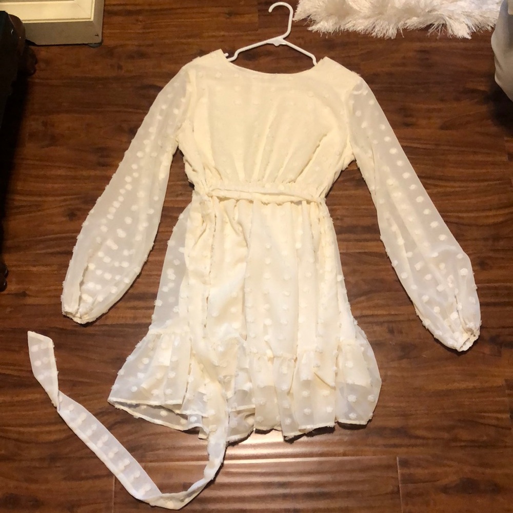 Cream mini shein dress.